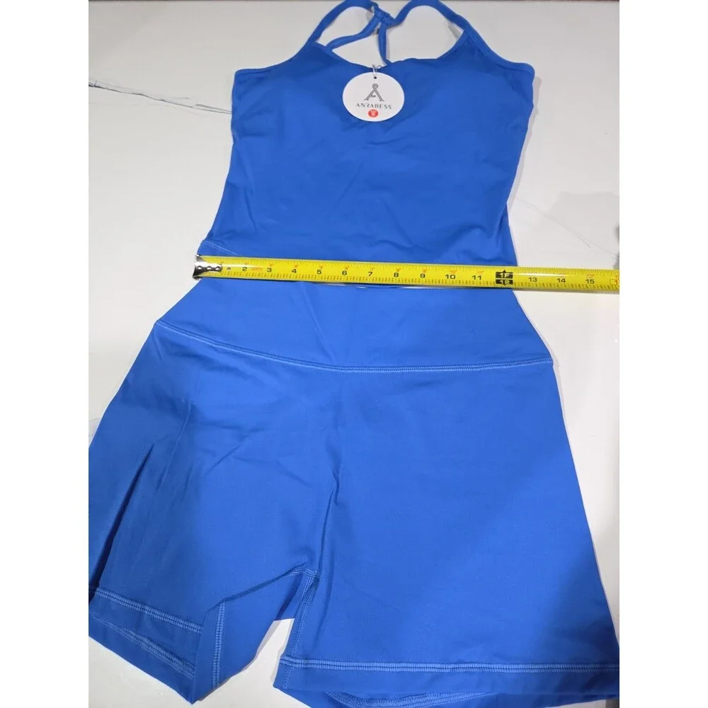 Women Workout Set Built in Bra 2 Pc Outfits Tank Tops Tummy Control Short B23